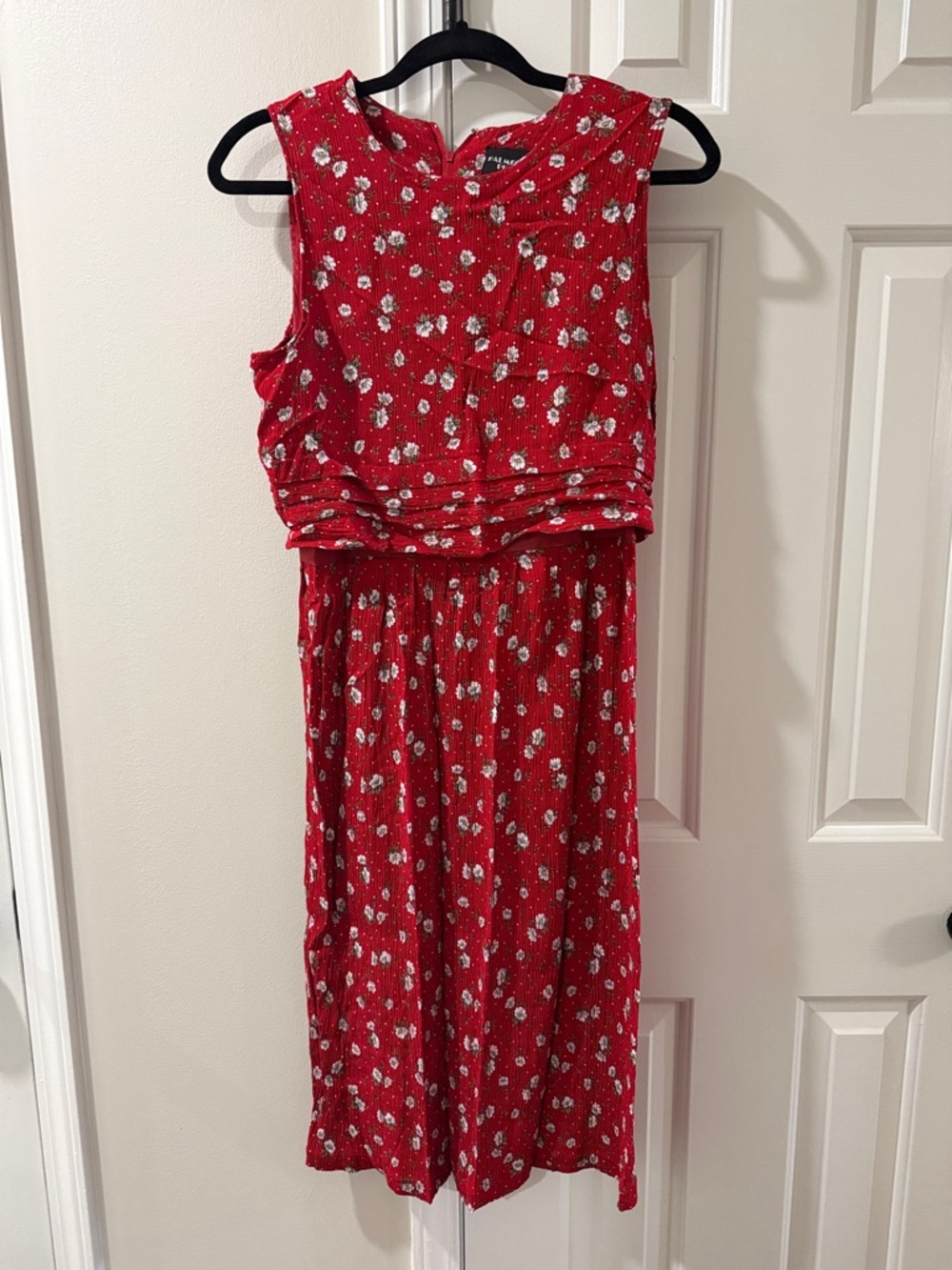 Sleeveless Red Floral Casual Midi Dress